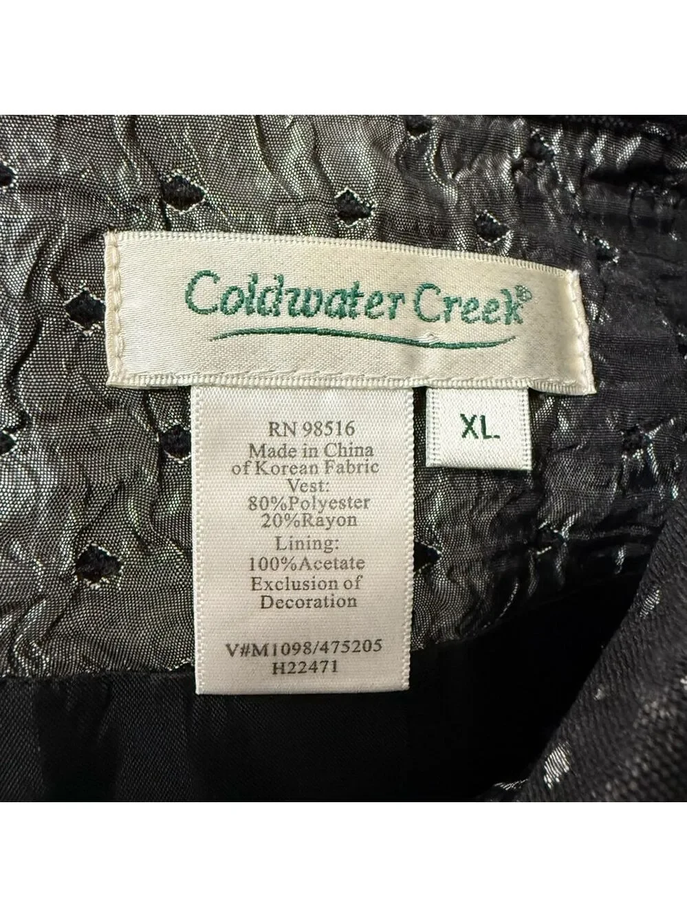 Coldwater Creek‎ Vest XL Gray Black
